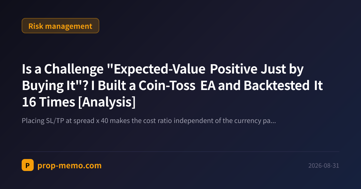 Is a Challenge "Expected-Value Positive Just by Buying It"? I Built a Coin-Toss EA and Backtested It 16 Times [Analysis]