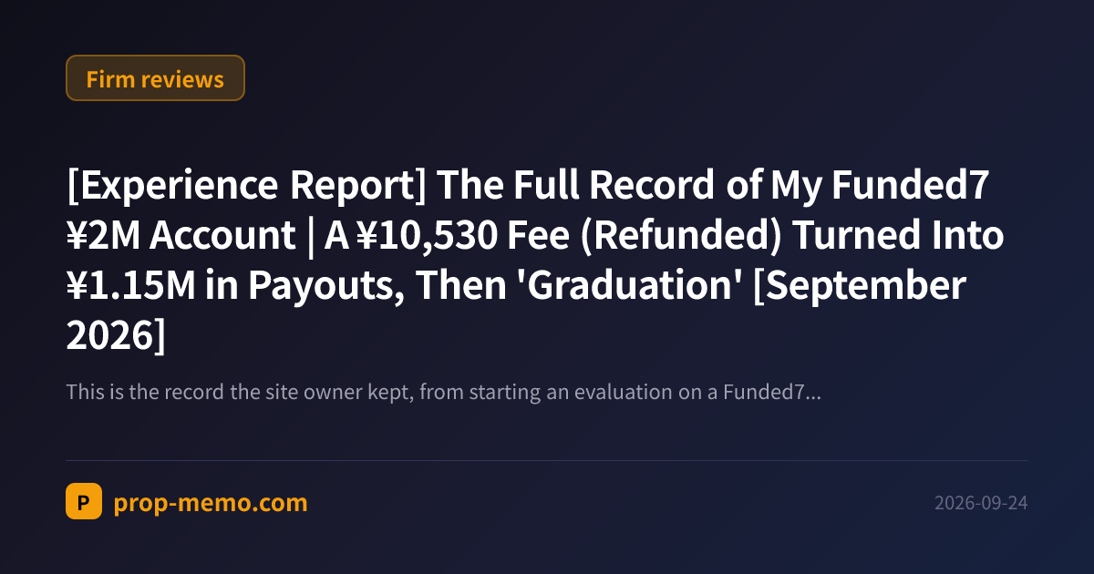[Experience Report] The Full Record of My Funded7 ¥2M Account | A ¥10,530 Fee (Refunded) Turned Into ¥1.15M in Payouts, Then 'Graduation' [September 2026]