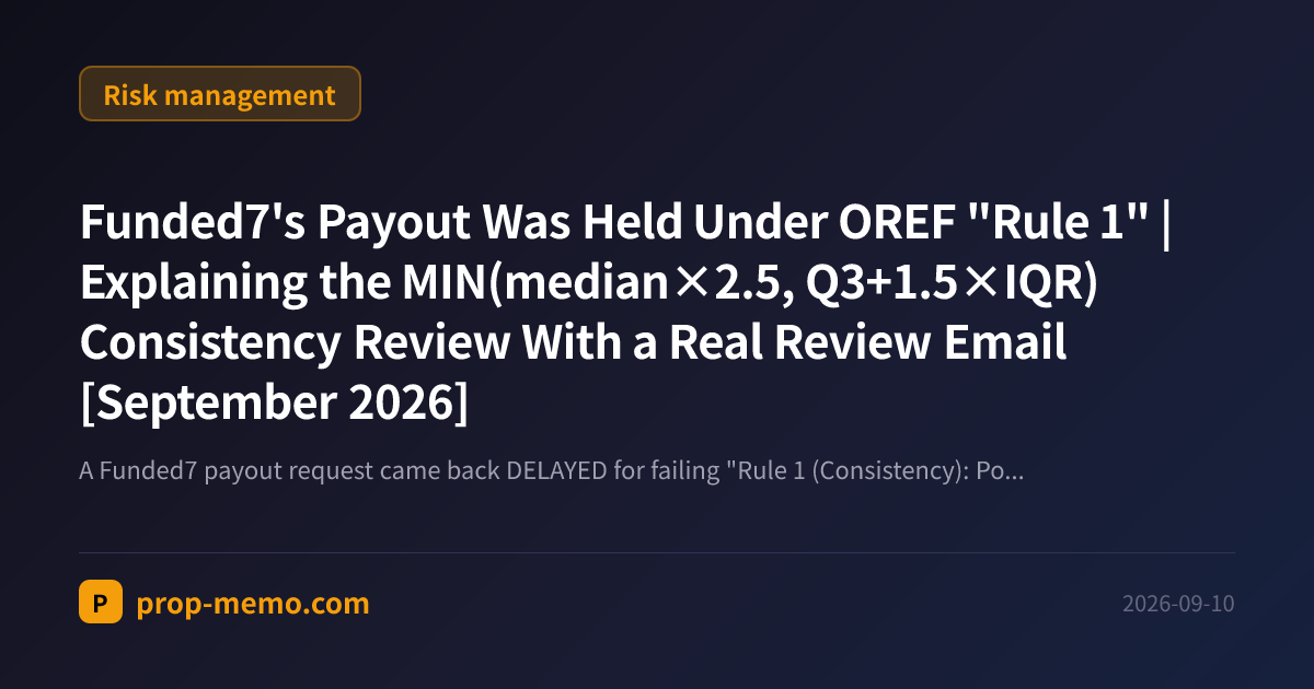 Funded7's Payout Was Held Under OREF "Rule 1" | Explaining the MIN(median×2.5, Q3+1.5×IQR) Consistency Review With a Real Review Email [September 2026]