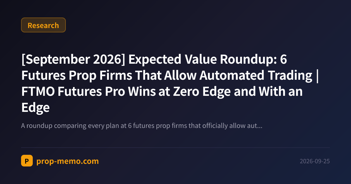 [September 2026] Expected Value Roundup: 6 Futures Prop Firms That Allow Automated Trading | FTMO Futures Pro Wins at Zero Edge and With an Edge