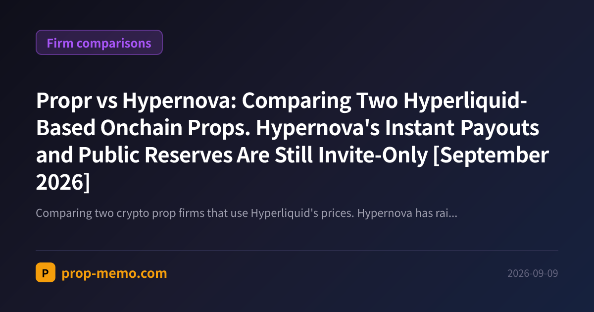 Propr vs Hypernova: Comparing Two Hyperliquid-Based Onchain Props. Hypernova's Instant Payouts and Public Reserves Are Still Invite-Only [September 2026]