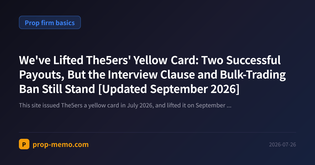 We've Lifted The5ers' Yellow Card: Two Successful Payouts, But the Interview Clause and Bulk-Trading Ban Still Stand [Updated September 2026]