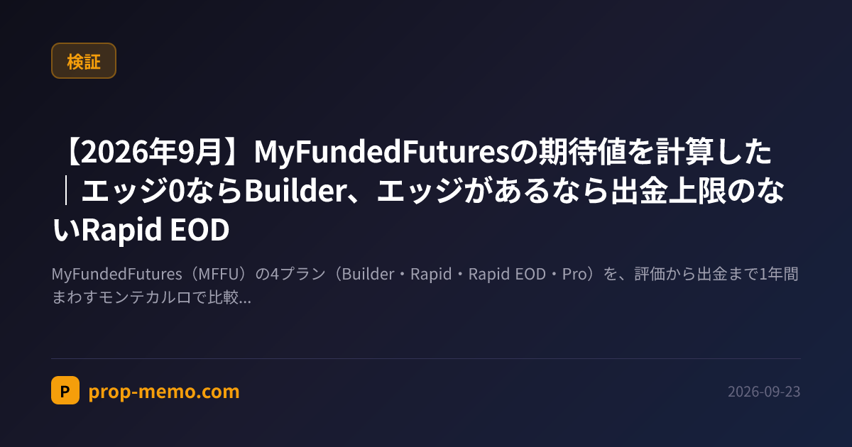 【2026年9月】MyFundedFuturesの期待値を計算した|エッジ0ならBuilder、エッジがあるなら出金上限のないRapid EOD