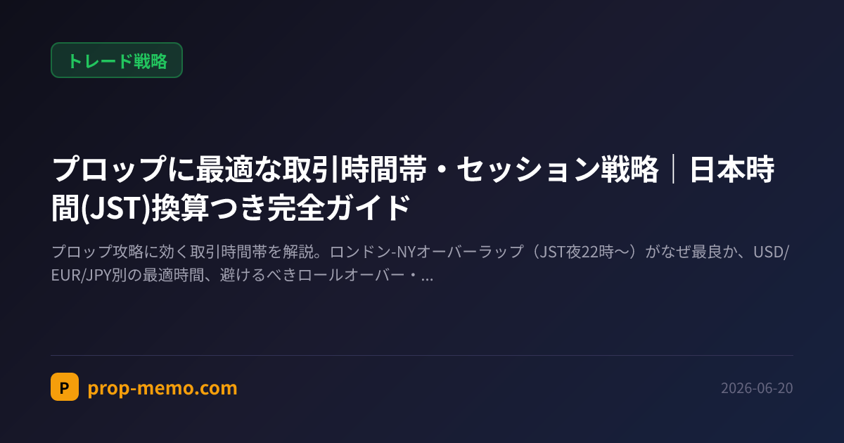 プロップに最適な取引時間帯・セッション戦略|日本時間(JST)換算つき完全ガイド