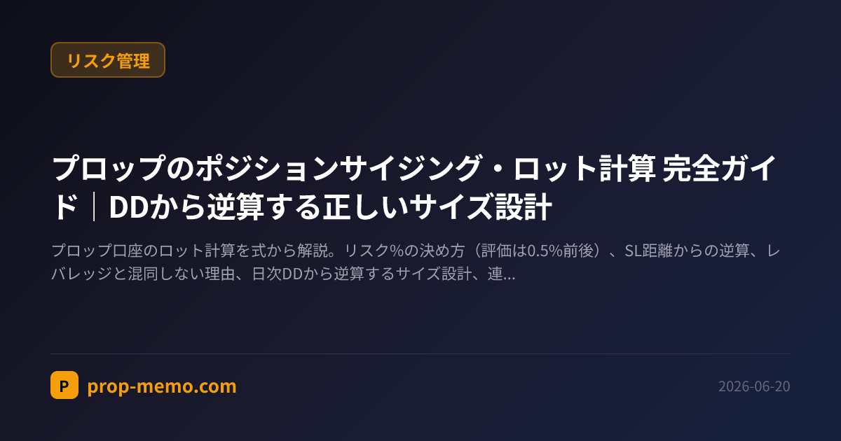 プロップのポジションサイジング・ロット計算 完全ガイド|DDから逆算する正しいサイズ設計