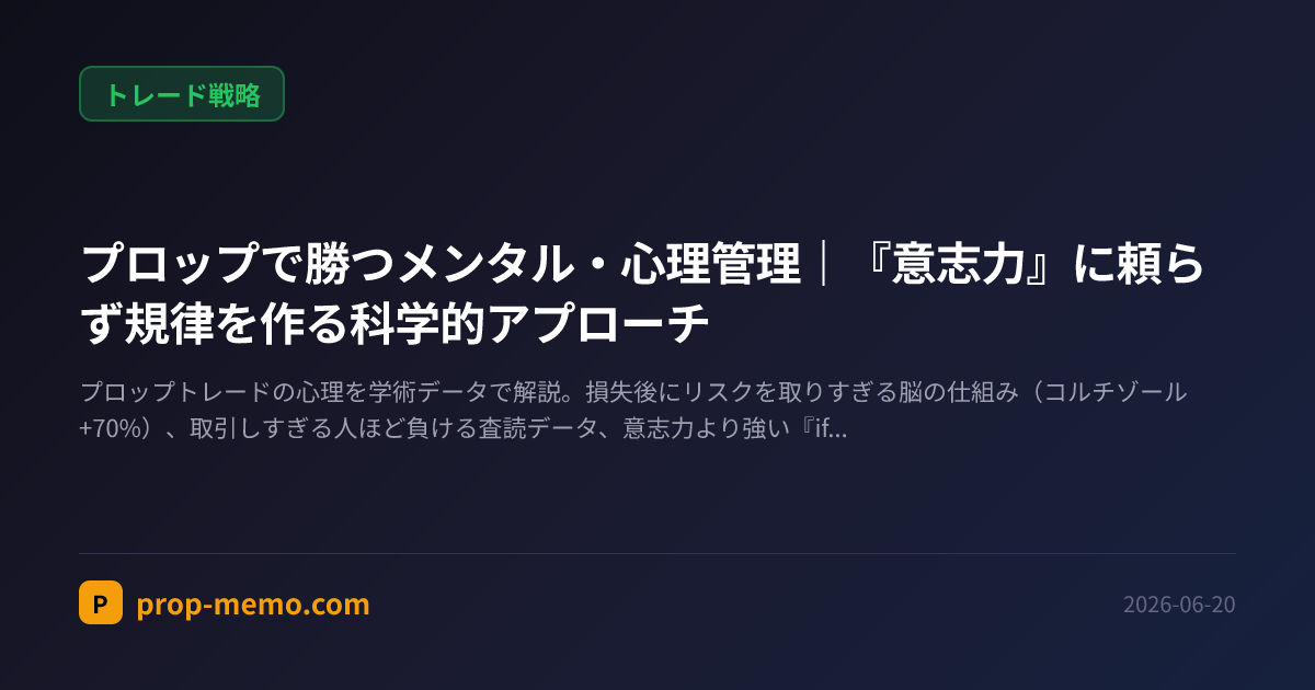 プロップで勝つメンタル・心理管理|『意志力』に頼らず規律を作る科学的アプローチ
